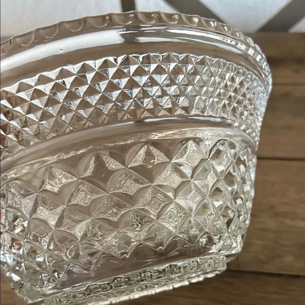 Vintage Clear Pressed Glass Mixing/Serving Bowl – Diamond Point Pattern